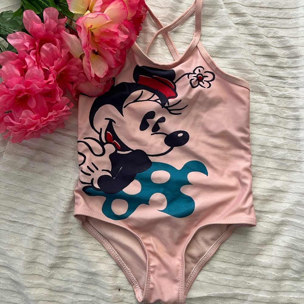 Cute Pink Swimsuit with Minnie Mouse